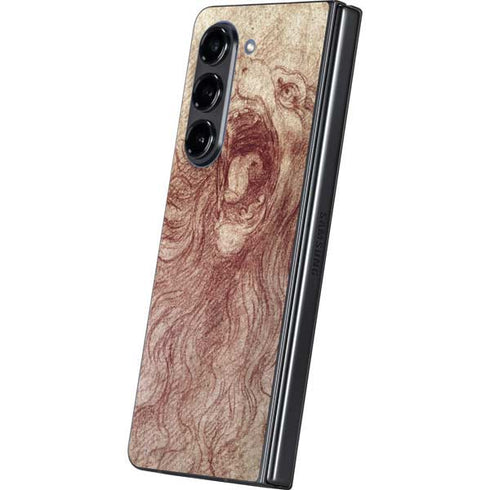 da Vinci - Sketch of a roaring lion by Da Vinci Galaxy Z Fold5 5G Skin